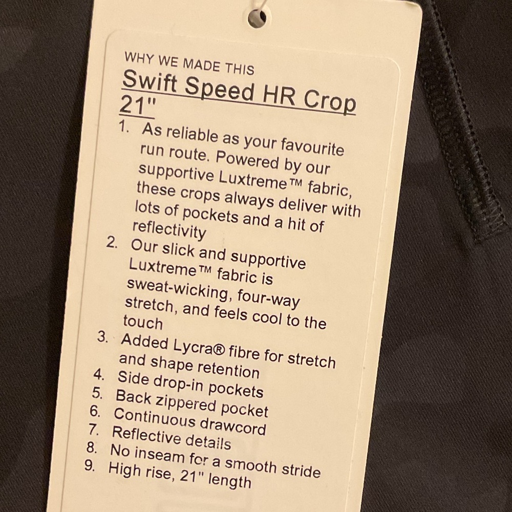 New with tags Lululemon Swift Speed HR Crop 21" leggings size 8 - Picture 9 of 16